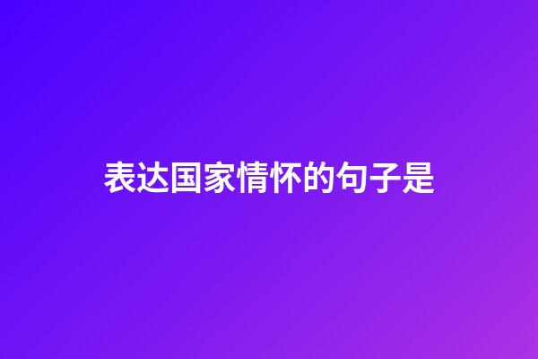 表达国家情怀的句子是
