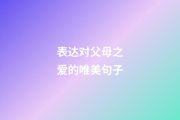表达对父母之爱的唯美句子
