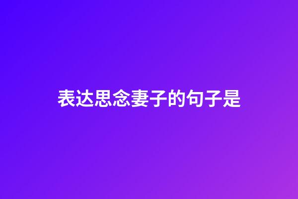 表达思念妻子的句子是