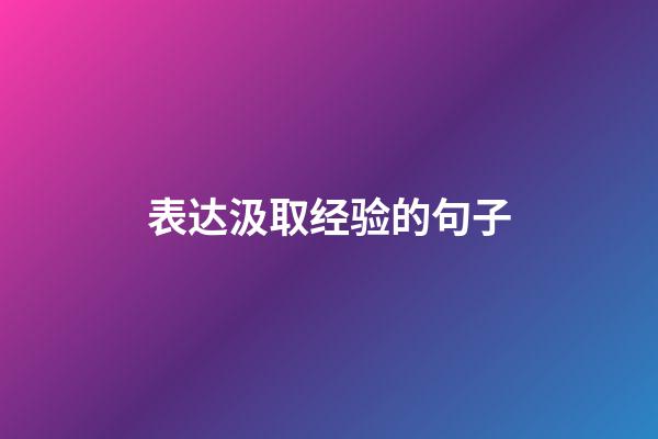 表达汲取经验的句子