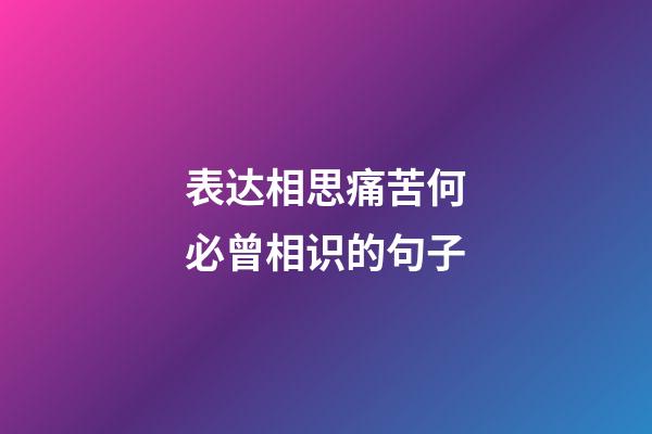 表达相思痛苦何必曾相识的句子