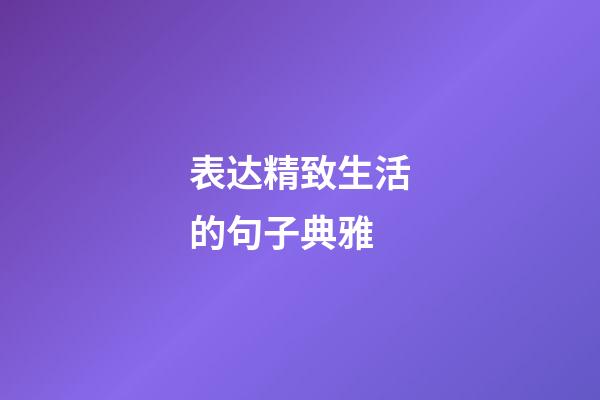 表达精致生活的句子典雅