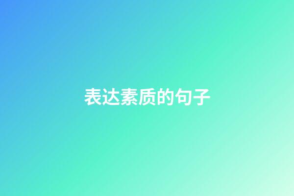 表达素质的句子