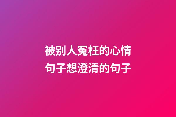被别人冤枉的心情句子想澄清的句子