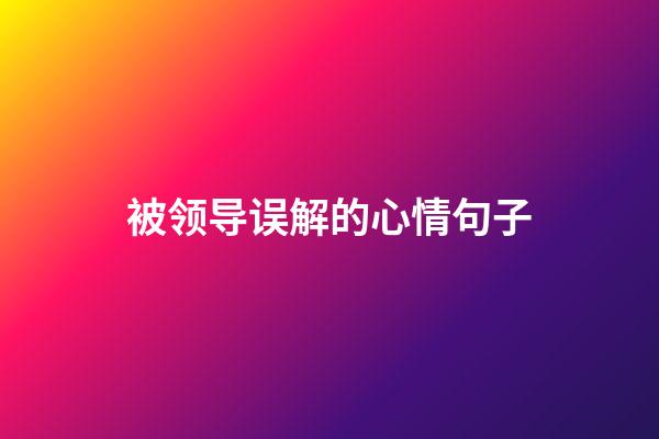 被领导误解的心情句子