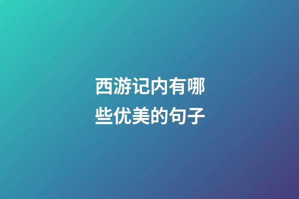 西游记内有哪些优美的句子