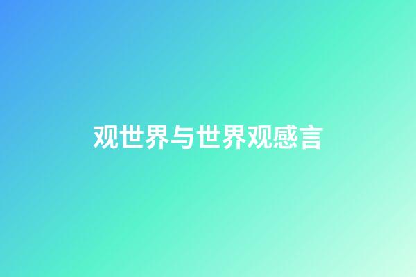 观世界与世界观感言