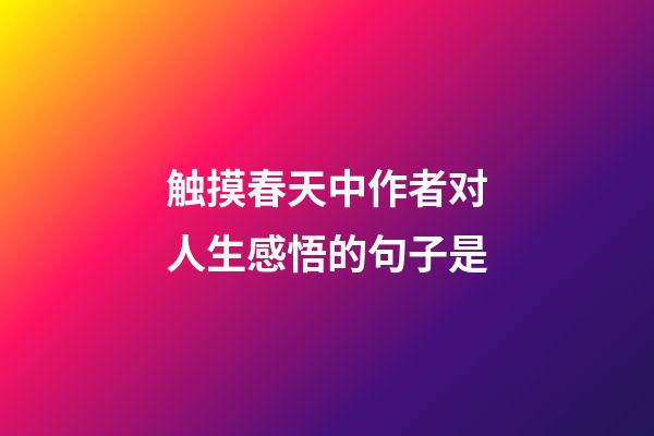 触摸春天中作者对人生感悟的句子是