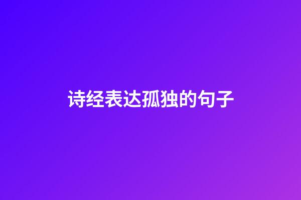 诗经表达孤独的句子