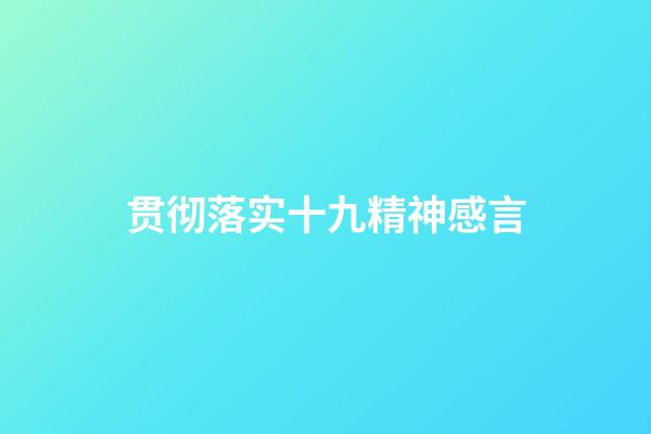 贯彻落实十九精神感言