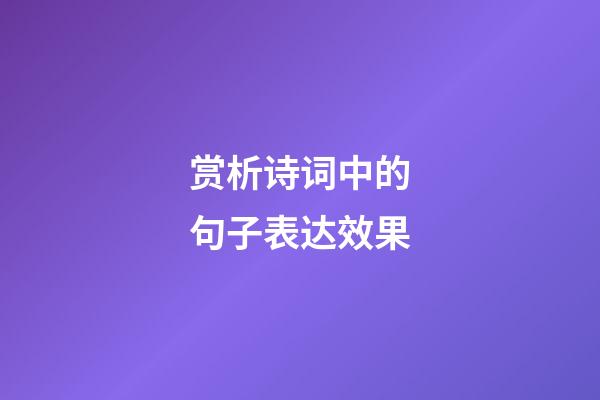 赏析诗词中的句子表达效果