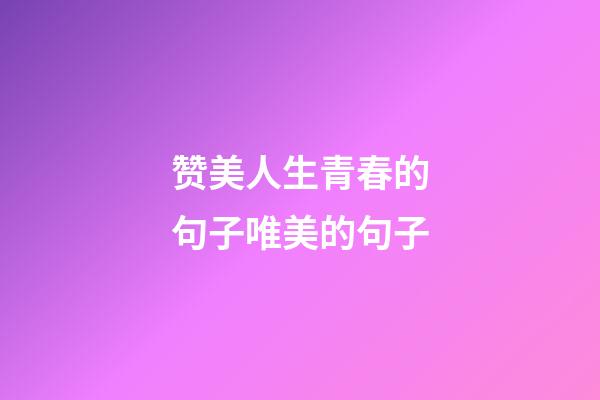 赞美人生青春的句子唯美的句子