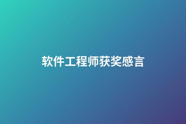 软件工程师获奖感言