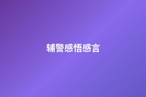辅警感悟感言