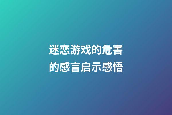 迷恋游戏的危害的感言启示感悟