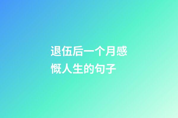 退伍后一个月感慨人生的句子