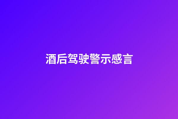 酒后驾驶警示感言