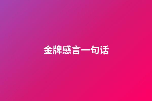 金牌感言一句话
