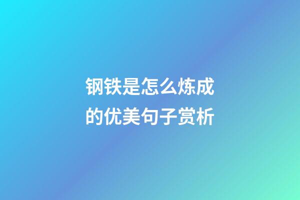 钢铁是怎么炼成的优美句子赏析