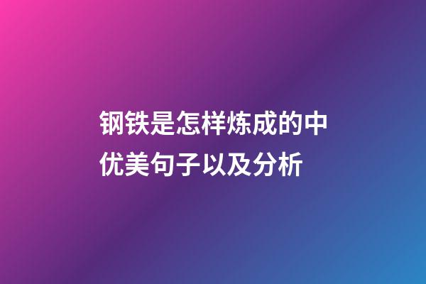 钢铁是怎样炼成的中优美句子以及分析