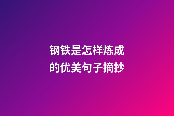 钢铁是怎样炼成的优美句子摘抄