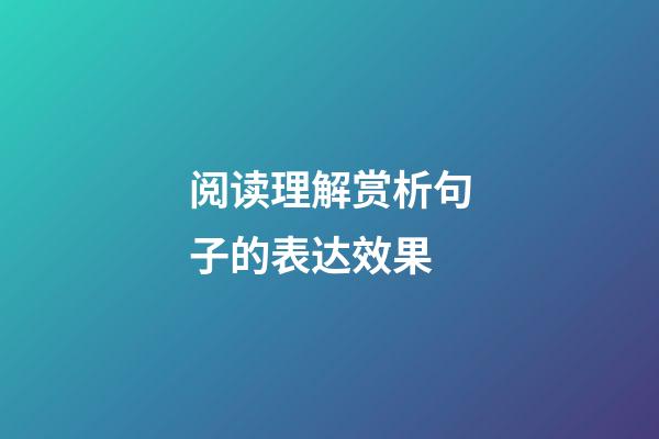 阅读理解赏析句子的表达效果