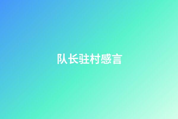 队长驻村感言