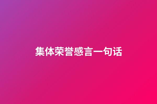 集体荣誉感言一句话