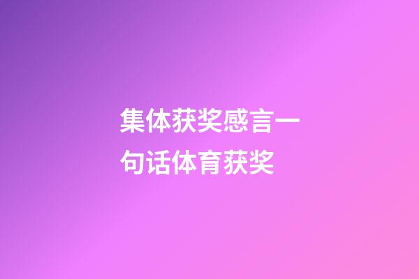 集体获奖感言一句话体育获奖