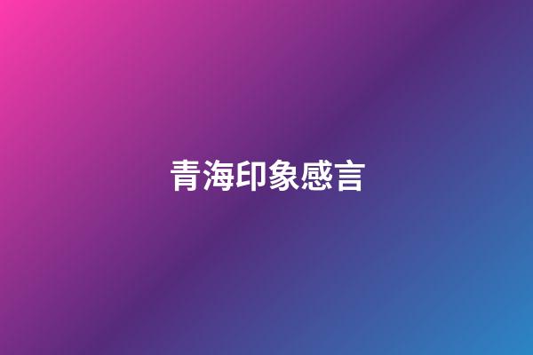 青海印象感言
