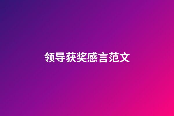 领导获奖感言范文