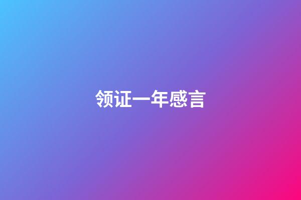领证一年感言