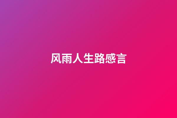 风雨人生路感言