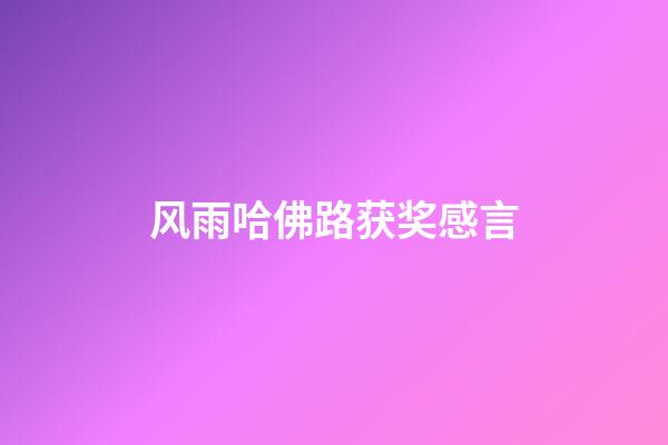 风雨哈佛路获奖感言