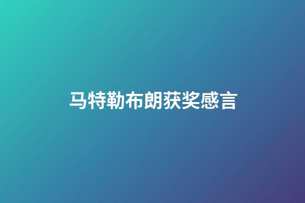 马特勒布朗获奖感言