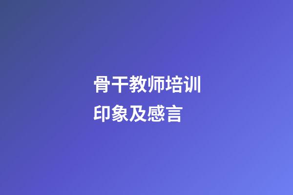 骨干教师培训印象及感言