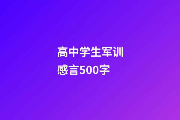 高中学生军训感言500字