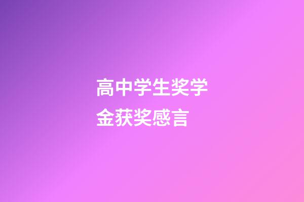 高中学生奖学金获奖感言