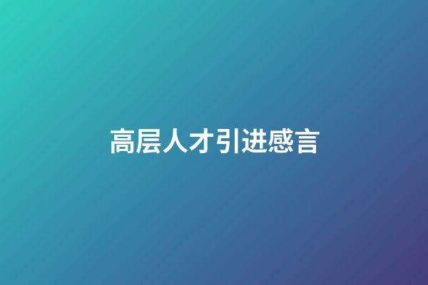 高层人才引进感言