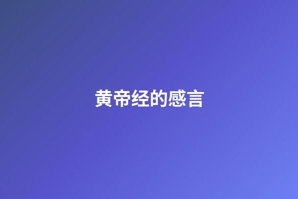 黄帝经的感言